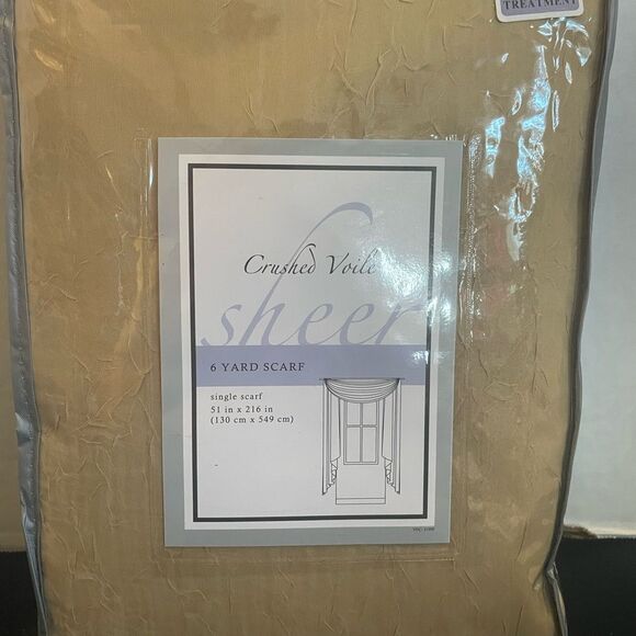 Crushed Volie Sheer Bed Bath & Beyond Soft Gold Window Scarf NEW 6 yards Top - Picture 3 of 3